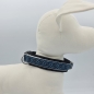 Preview: Halsband schwarz-blau-grau mit edler Bordüre verstellbar & gepolstert